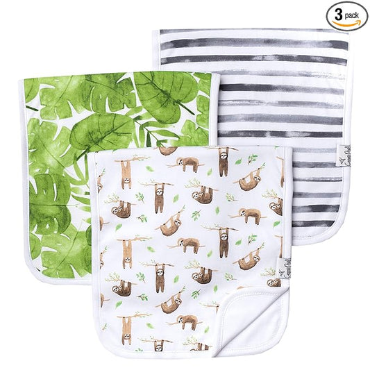 Copper Pearl Premium Baby Burp Cloths - 3-Pack Large Cotton Burp Cloths, Extra Soft Spit Up Rags with 3 Absorbent Layers, Perfect for Baby Boy and Baby Girl Gifts (21" x 10" Size, Noah Set)
