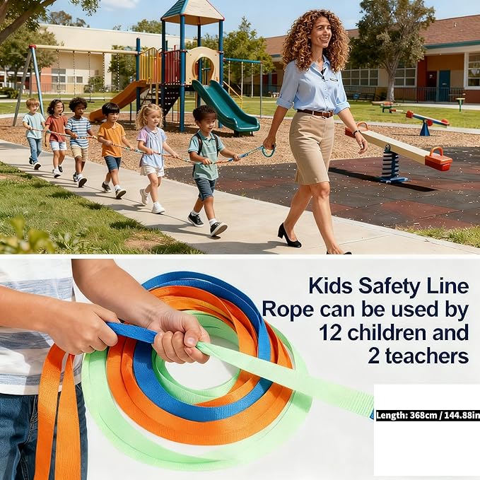 Preschool Walking Safety Rope for Toddlers Young Kids Bright Colorful Handles Daycare Outdoor School Use