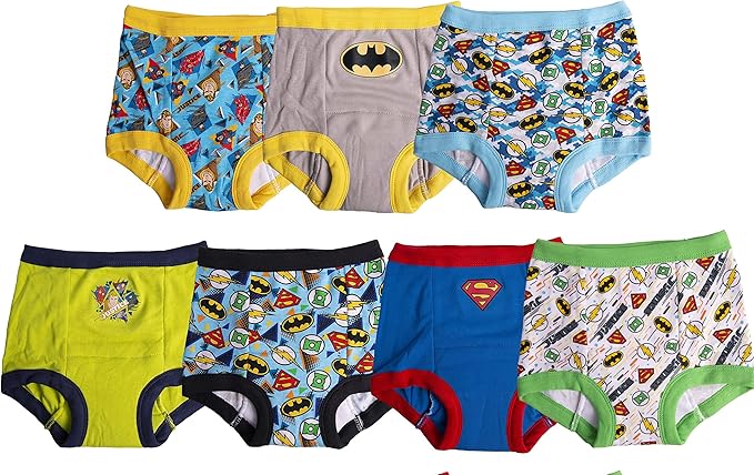 DC Comics Unisex Baby Toddler Potty Training Pants With Superman, Batman & Wonder Woman With Success Chart & Stickers