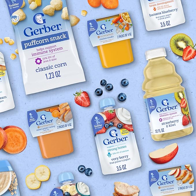 Gerber Stage 2 Baby Food, Sweet Potato Turkey with Oats Puree Tub, Nourishing Blends, No Added Colors or Flavors, Baby Puree, 16-Pack