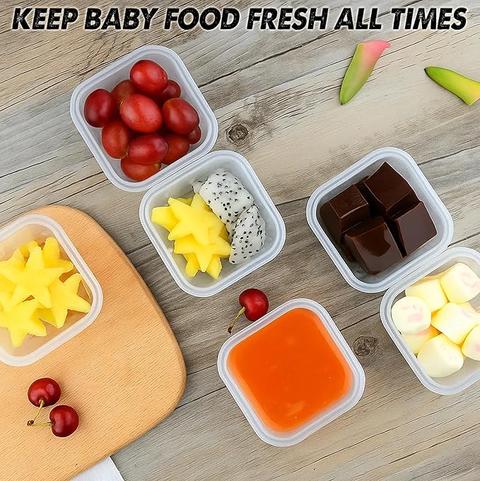 ARSUK 8 Pack 4 oz Baby Food Containers with Lids - Reusable Plastic Jars for Snack, Puree, & Salad Dressing, Deli Containers - Freezer Safe Baby Food Storage - Leakproof, Dishwasher Safe