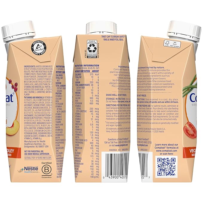 Nestle Compleat Peptide 1.5 Oral Supplement Vegetable/Fruit Flavor 8.45 oz Carton 24 Ct