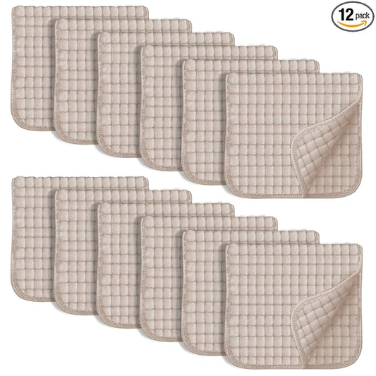 SWEET DOLPHIN 12 Pack Muslin Burp Cloths Large 100% Cotton Hand Washcloths for Baby - Baby Essentials Extra Absorbent and Soft Boys & Girls Milk Spit Up Rags for Newborn Registry - Brown, 20" X10"