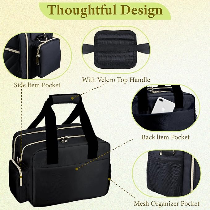 Breastmilk Cooler Bag with Ice Pack, Wearable Breast Pump Storage Bag, Insulated Bottle Travel Bag Compatible with Momcozy/Elvie/Willow, Fits 6 Baby Bottles up to 9 Ounce with Shoulder Strap, Black