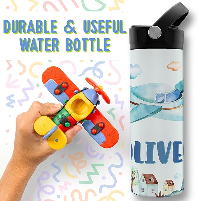 Personalized Kids Water Bottle with Straw Lid - 14 oz - 11 Wraparound Designs, Custom Water Bottle for Children, Back to School Gifts - BPA FREE, Double-Wall Insulated, Birthday Gifts - Underwater