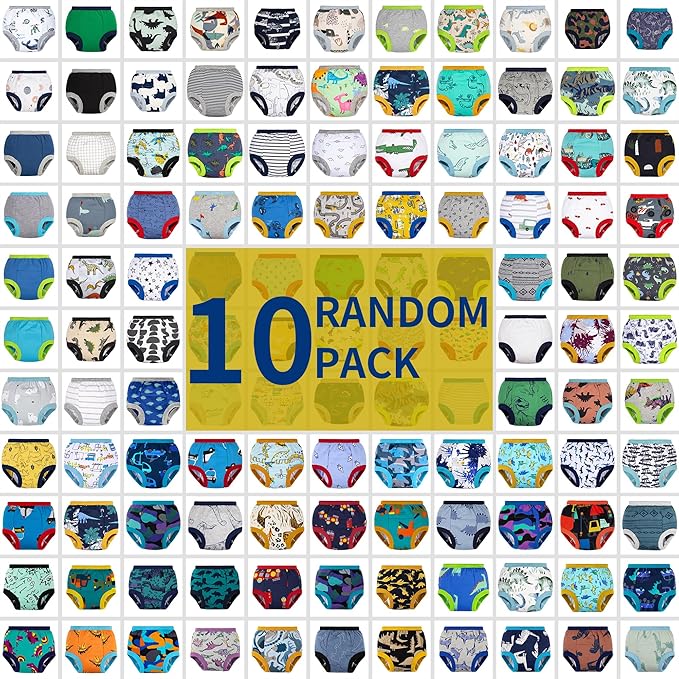 BIG ELEPHANT Random Color Potty Training Underwear - 10 Pcs Set, Training Pants for Boys and Girls
