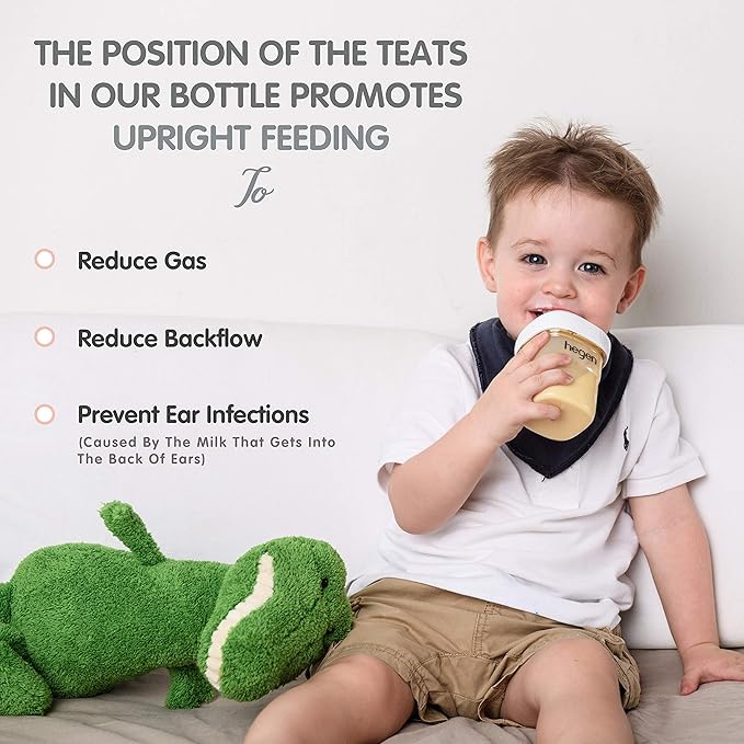 hegen Baby Bottles - Anti Colic Baby Bottles Wide Neck- Breastfeeding System 8 oz with Medium Flow Teats