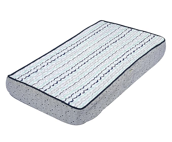 Bacati - Tribal Noah Mint/Navy Quilted Top Changing Pad Cover (Garland Mint/Navy)