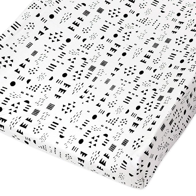 HonestBaby Organic Cotton Changing Pad Covers (Set of Two), Pattern Play/Heather Gray, One Size