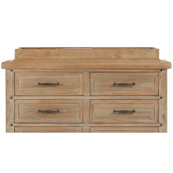 Evolur Mini Changing Tray in Barnwood – Solid Wood Dresser Changing Station with Safety Brackets and Storage Compartments – Converts Dresser into Baby Changing Topper, Easy Assembly, ASTM Certified