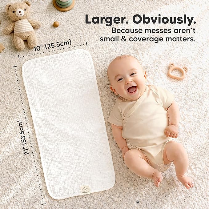 KeaBabies Organic Muslin Burp Cloths Baby Boy, Girl – 5-Pack 100% Cotton Muslin Burping Cloths for Babies, Newborn, 21x10 Large & Absorbent Spit Up Rags, Baby Washcloth, Infant Towels (Soft White)