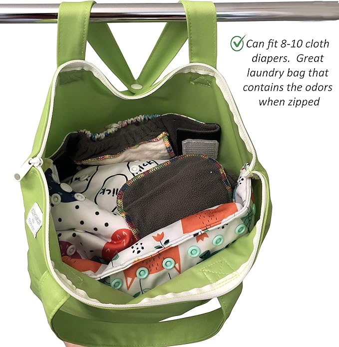 MOM & BAB Wet Bags for Baby Cloth Diapers, Swimsuits and Towels, Travel, Diaper Bag, Wet Dry Bag for Breast Pump Parts, Gym, Yoga | Water & Odor Resistant (Blue&Green)