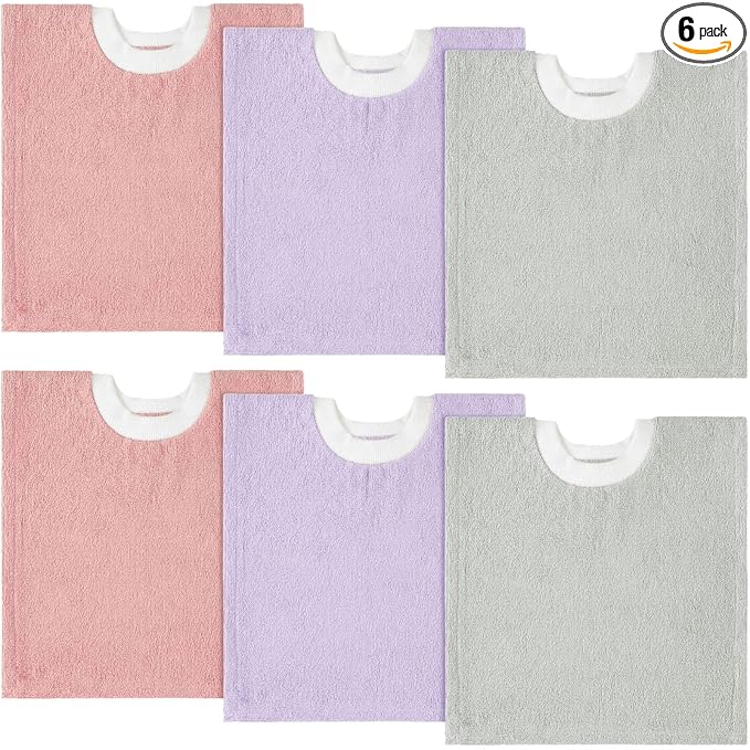 Foaincore 6 Pcs Pullover Baby Bibs Cotton Terry Toddler Absorbent Infant for Feeding and Drooling Towel Bib (Gentle Colors)