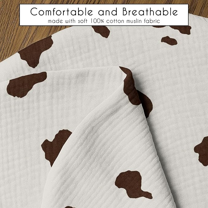Sweet Jojo Designs Muslin Nursing Pillow Cover (Western Cow Print) for Baby Boys and Girls, Newborn, Infant 100% Cotton Breastfeeding Pillowcase -PILLOW NOT INCLUDED (South, Country, Wild West Cowboy)