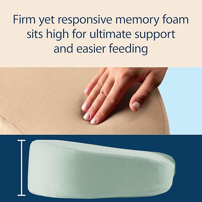 Dr. Brown's Nursing Pillow with Washable Cover, Breastfeeding Lap Support Pillow, Premium Memory Foam, Firm and Responsive, Gray/Beige, 2-Pack