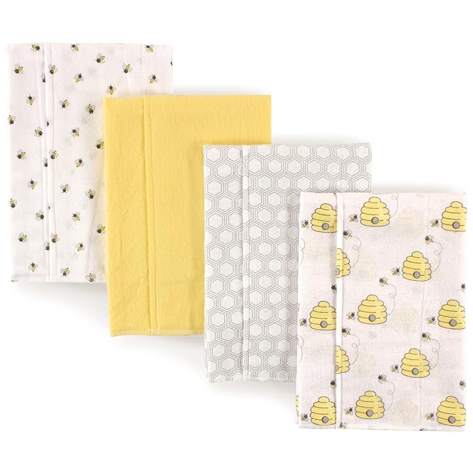 Hudson Baby Unisex Baby Cotton Flannel Burp Cloths, Bee, One Size
