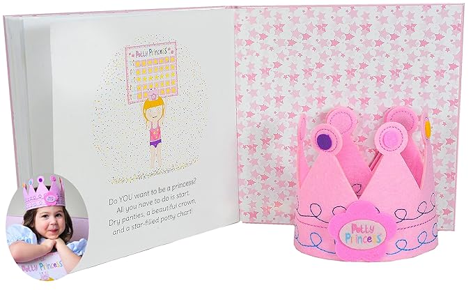 Tickle & Main Potty Princess Training Set - Multicolor, 3-Piece Adjustable Set - Magnetic Potty Training Chart with Sticker Rewards - Princess Storybook & Felt Crown