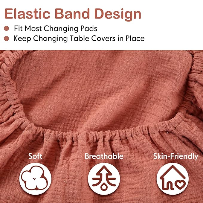 Mixweer 4 Pack Muslin Changing Pad Cover Soft Breathable Cotton Diaper Changing Table Pad Cover Table Sheets for Baby Boys Girls, Fit 2 Sizes(Fresh Color)