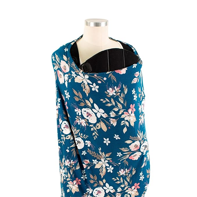 Bebe au Lait 5-in-1 Multi-Use Cover: Nursing Covers for Breastfeeding, Infinity Scarf, Nursing Shawl, Car Seat Cover, Shopping Cart Cover, Carrier Cover, Privacy Nursing Cover- Midnight Floral