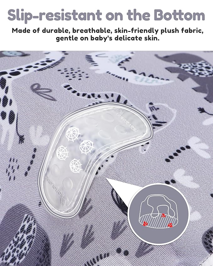 BOMOLOUR Seat Cover Compatible with Bumbo and Nuby Seat, Removable Breathable Baby Floor Seat Cover for Boys and Girls, Seat Not Included (Grey Animal)