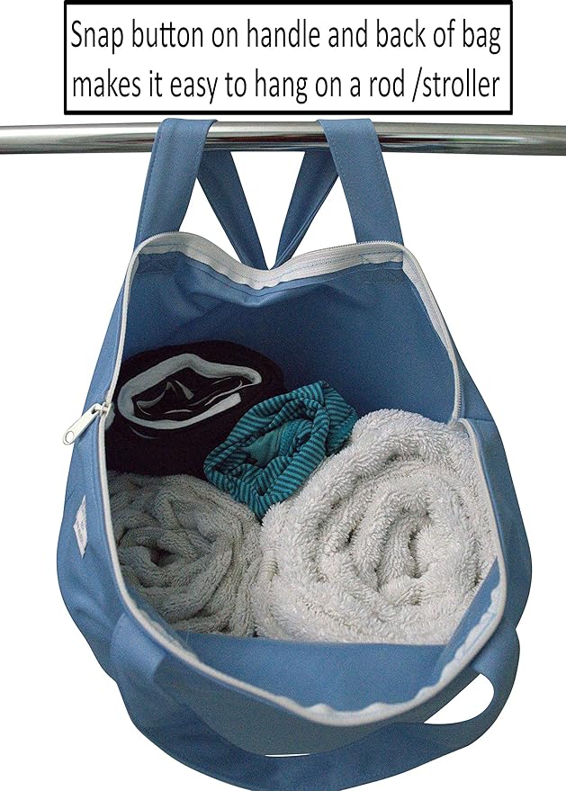 MOM & BAB Wet Bags for Baby Cloth Diapers, Swimsuits and Towels, Travel, Diaper Bag, Wet Dry Bag for Breast Pump Parts, Gym, Yoga | Water & Odor Resistant (Blue&Green)