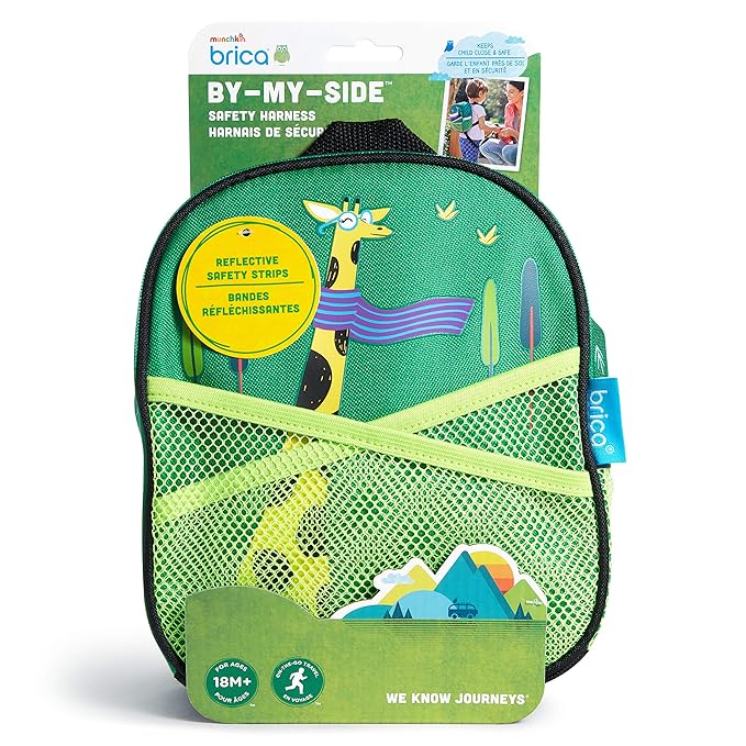 Munchkin® Brica® By-My-Side™ Toddler Safety Harness Backpack with Leash, Giraffe, Green