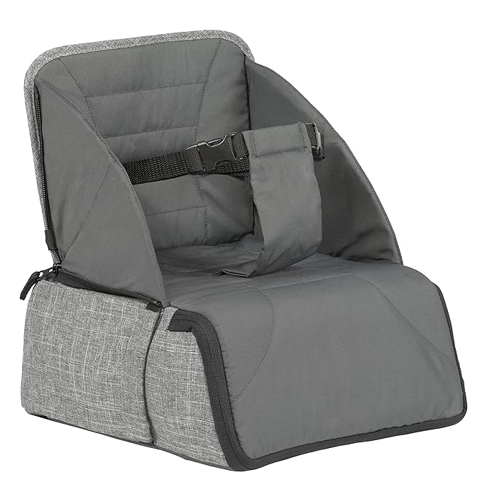 Contours Explore 2 in 1 Portable Booster Seat & Backpack Diaper Bag, Foldable Infant Chair for Restaurants or Dining Table, Toddler Travel Essential with Storage, Baby Registry Must Haves - Gray