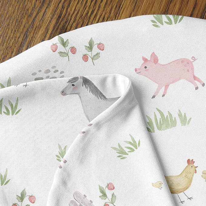 Sweet Jojo Designs Farm Animals Nursing Pillow Cover Breastfeeding Pillowcase Newborn Infant Bottle Breast Feeding Pillow NOT Included Watercolor Farmhouse Barn Horse Cow Gender Neutral