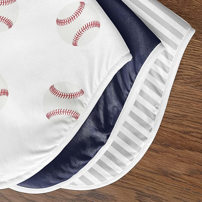 Sweet Jojo Designs Baseball Sports Baby Boy Absorbent Burp Cloths for Infant Newborn - Red and White Americana - 3 Pack Set of Dribble Drool Cloths