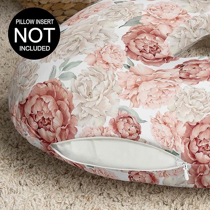 Sweet Jojo Designs Blush Pink Boho Shabby Chic Floral Girl Nursing Pillow Cover Baby Breastfeeding Slipcover Infant Newborn Nursery Bottle Pillowcase(Pillow NOT Included) - Ivory Bohemian Watercolor
