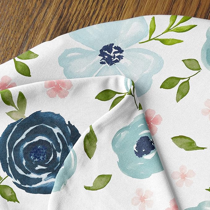 Sweet Jojo Designs Watercolor Floral Nursing Pillow Cover Breastfeeding Pillowcase for Newborn Infant Bottle Breast Feeding Pillow NOT Included Navy Blue Pink Boho Shabby Chic Rose Flower Farmhouse