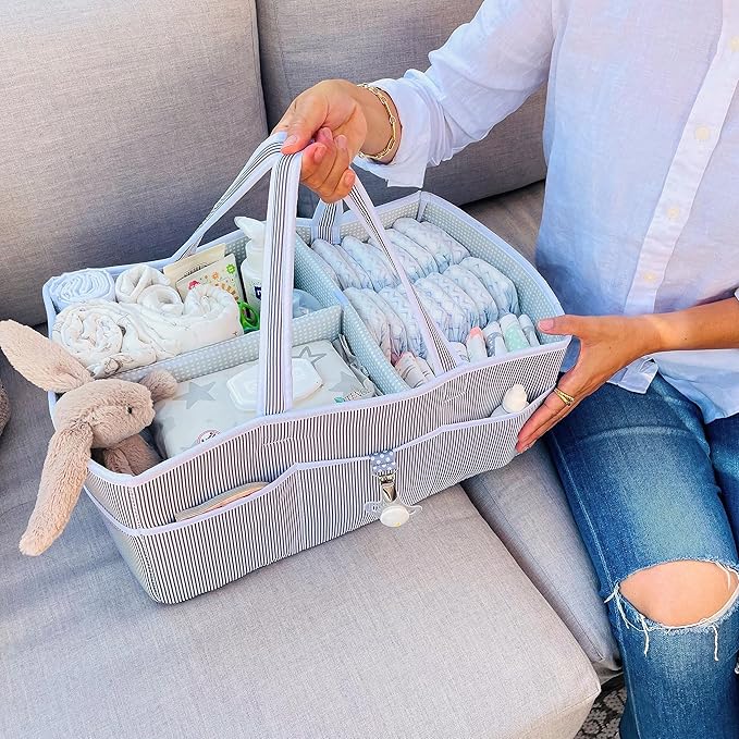 Lily Miles Extra Large Diaper Caddy - Bundle of 2 - Caddy Organizers for Baby Diapers, Wipes or Essentials