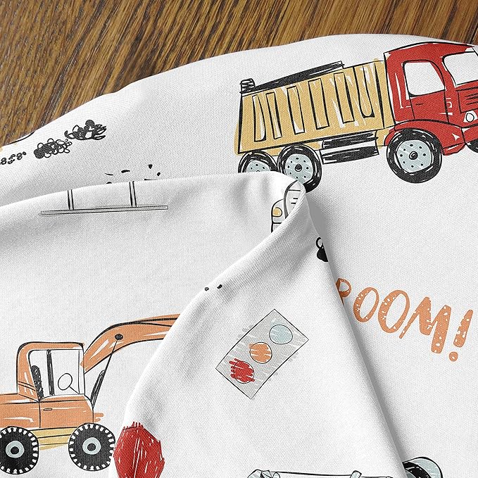 Sweet Jojo Designs Construction Truck Nursing Pillow Cover Breastfeeding Pillowcase for Newborn Infant Bottle or Breast Feeding (Pillow NOT Included) - Grey Yellow Orange Red and Blue Transportation